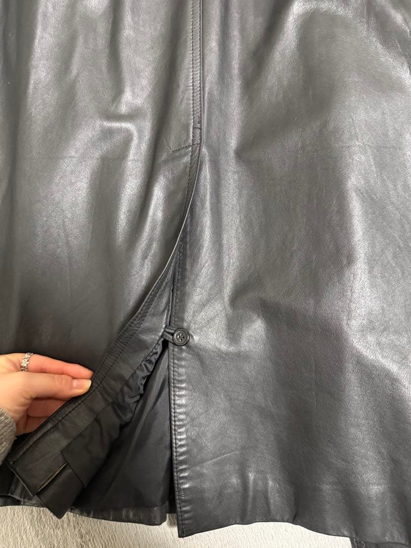 トレンチコート　牛革　L 黒