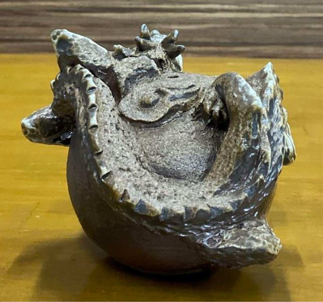 水滴　茶道具　備前焼　龍　石田安弘作　共箱・共布付き