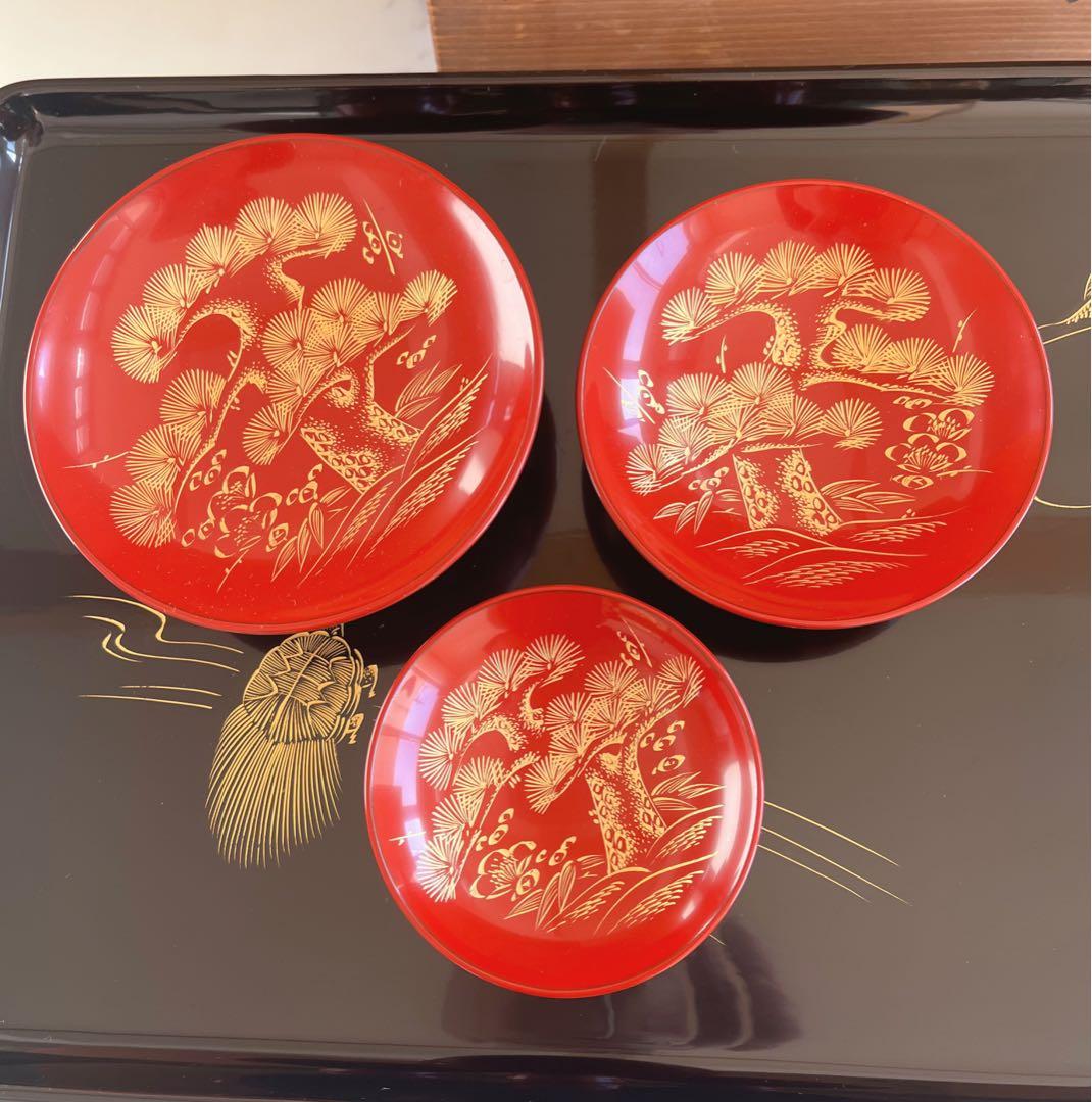 漆器セット 金箔装飾 木箱付き　輪島塗　お屠蘇セット　お正月