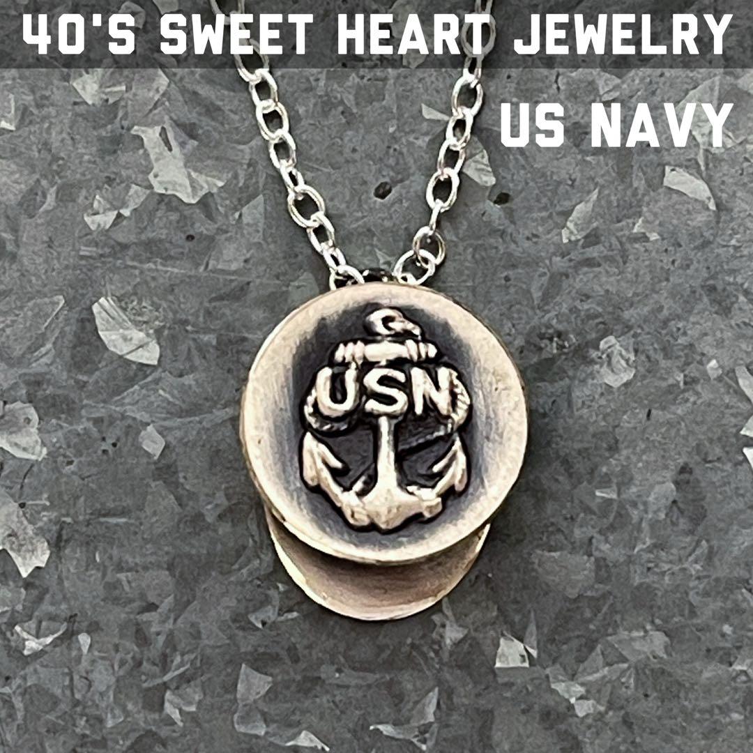 40's スウィートハートジュエリー シルバー USN スターリングネックレス