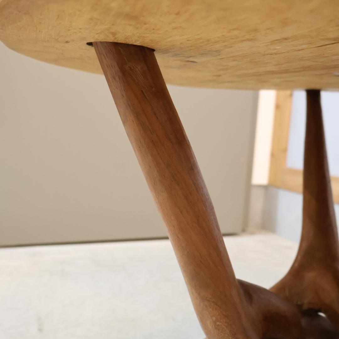 アンティーク調 サイドテーブル 知恵の輪 チップカービング 木彫りオリエンタル系