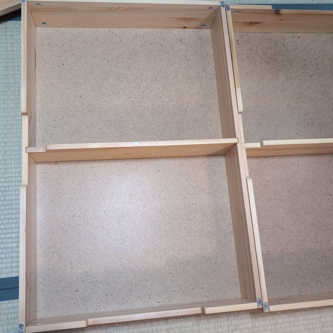 パイン材　ベッド下収納ボックス　仕切り付き　蓋付　3個セット