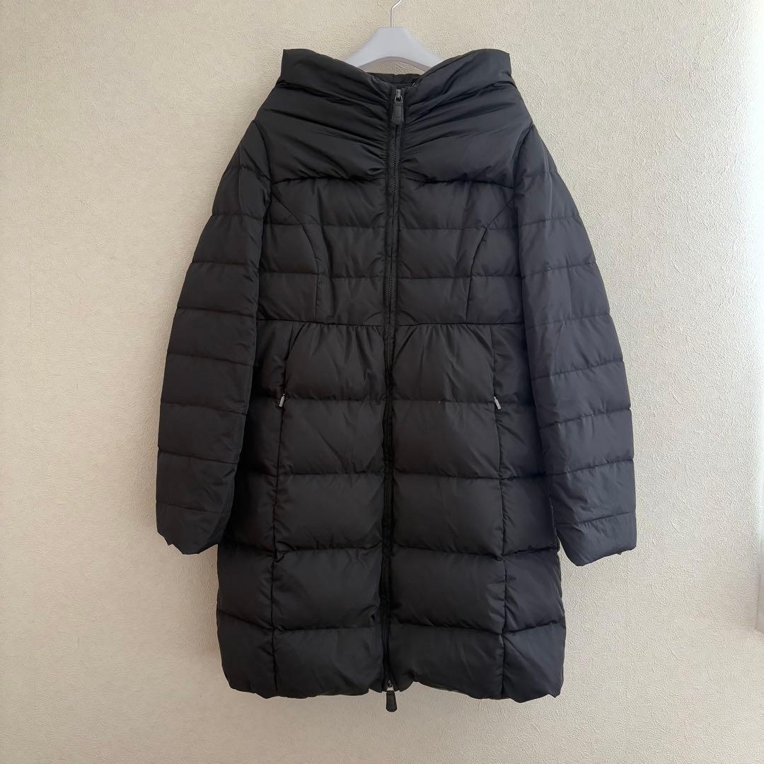 マックスマーラ　ノーカラー　ダウン　コート　ブラック