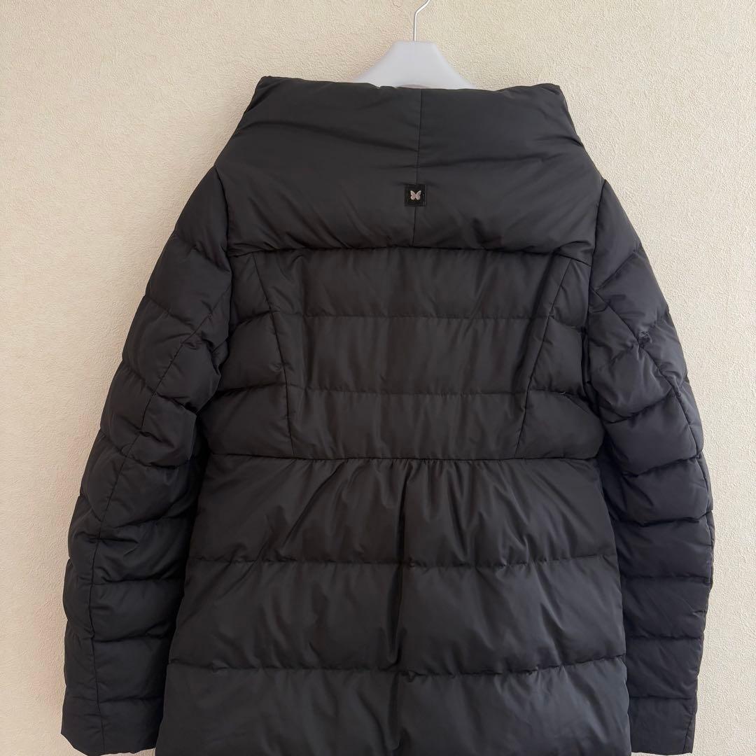 マックスマーラ　ノーカラー　ダウン　コート　ブラック