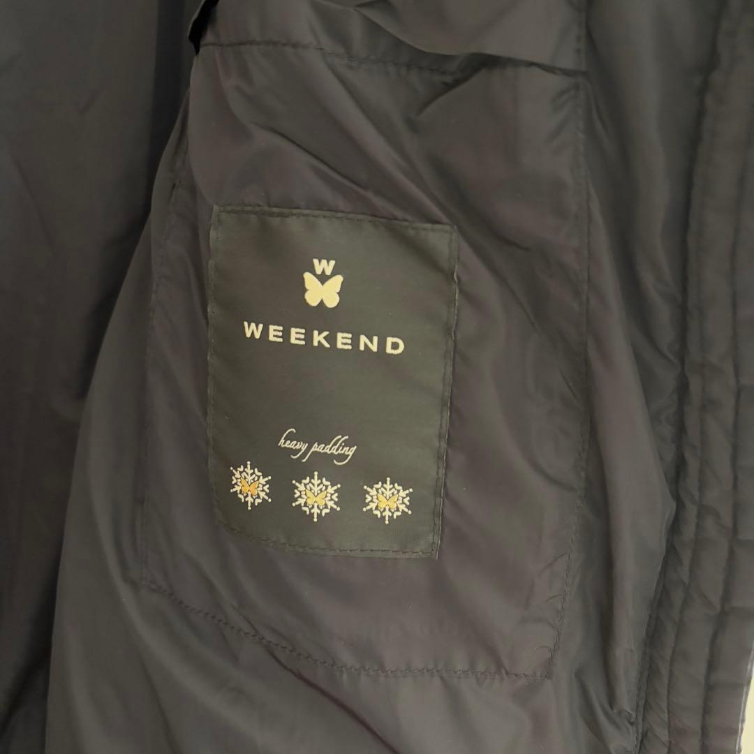 マックスマーラ　ノーカラー　ダウン　コート　ブラック