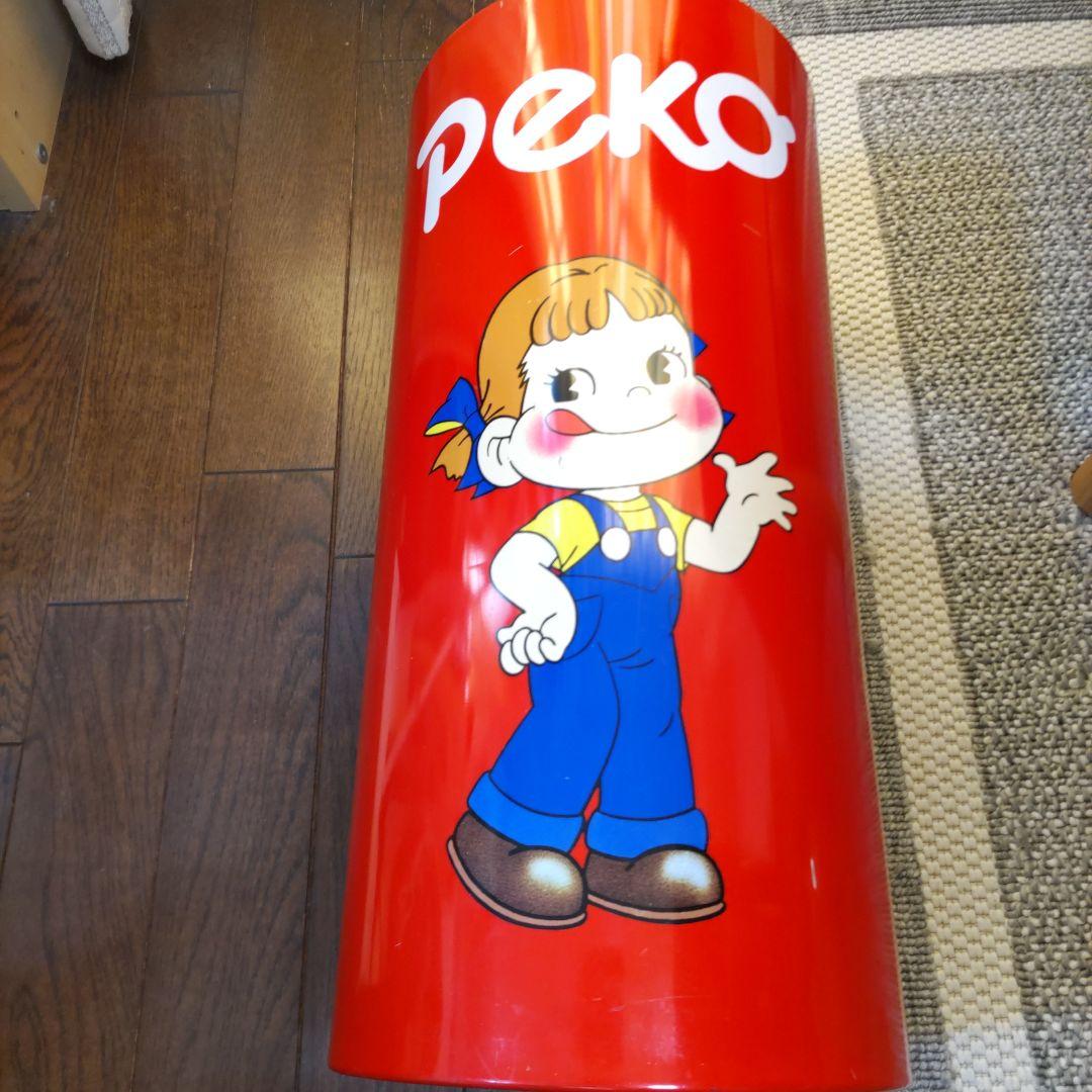 不二家ペコちゃん　ブリキ缶ゴミ箱　昭和レトロ