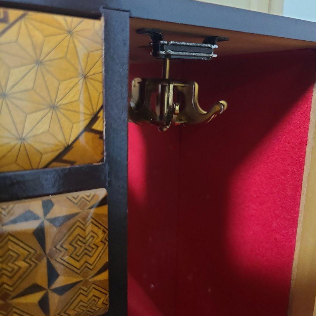 寄木細工　レトロなアクセサリー小物入れ　ミニタンス　特大寄木細工の鏡付き整理箪笥