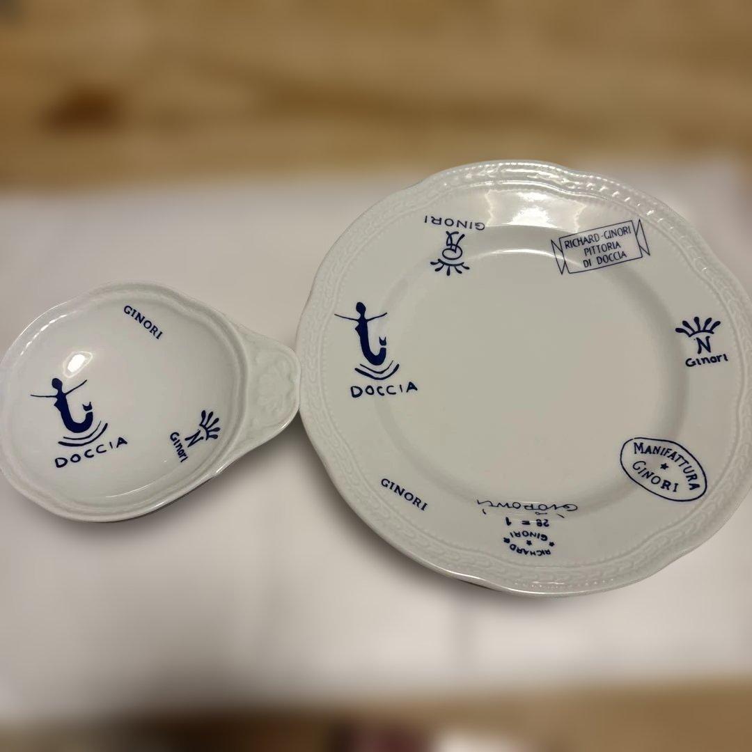 Ginori Doccia ケーキ皿と小皿のセット（各2枚）