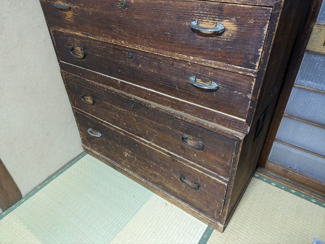 桐箪笥　5段(3+2)　レトロ　アンティーク　チェスト　和箪笥