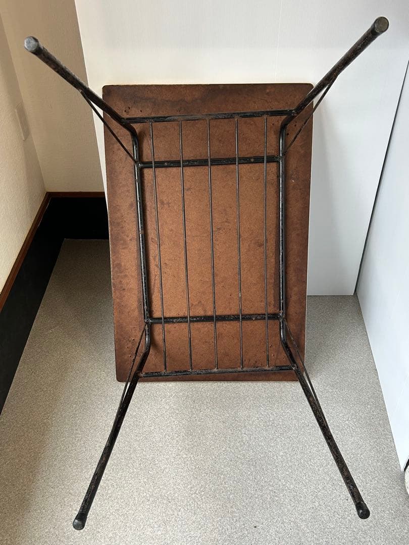 ヴィンテージ　昭和レトロ　鉄脚テーブル　作業台　ダイニング　机ミッドセンチュリー