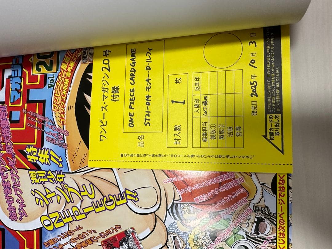 【新品未開封プロモ付き】ルフィプロモ付き　ワンピースマガジン　20号　2冊セット