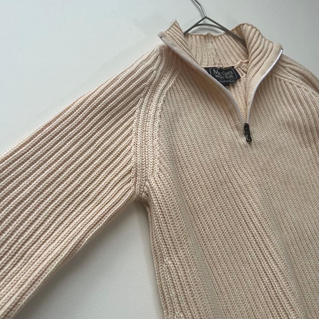 Max Mara✨ハーフジップ リブニット ピュアウール イタリア製 ベージュ