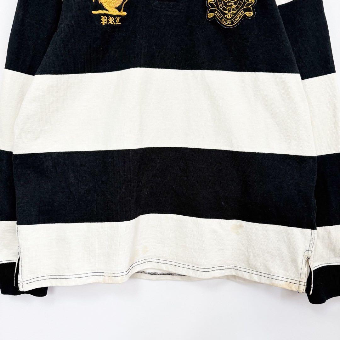 ポロバイラルフローレン エンブレム 刺繍 ボーダー ラガーシャツ S84b