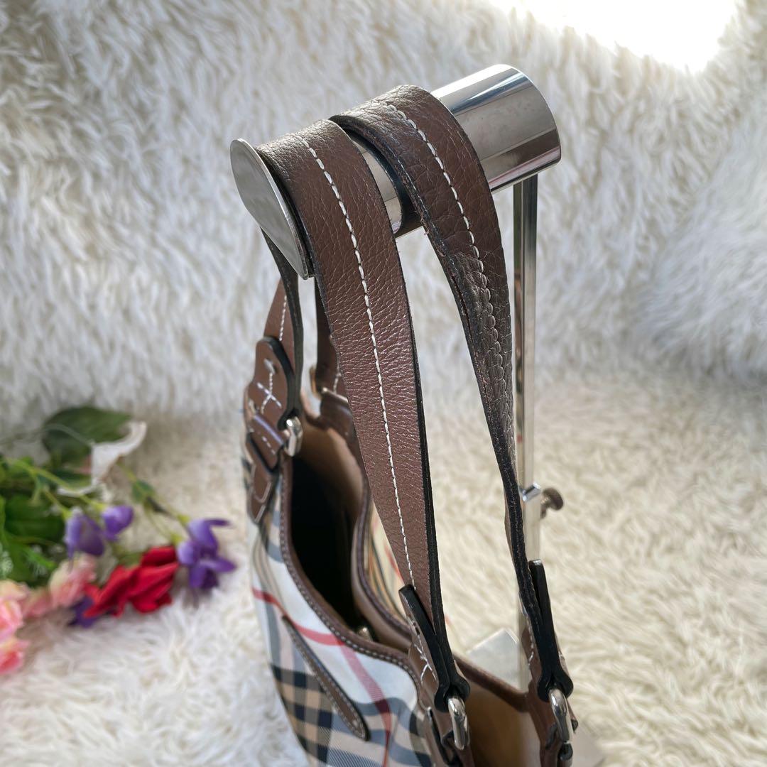 BURBERRY BLUE LABELバーバリーノバチェックトートバッグ肩掛け可