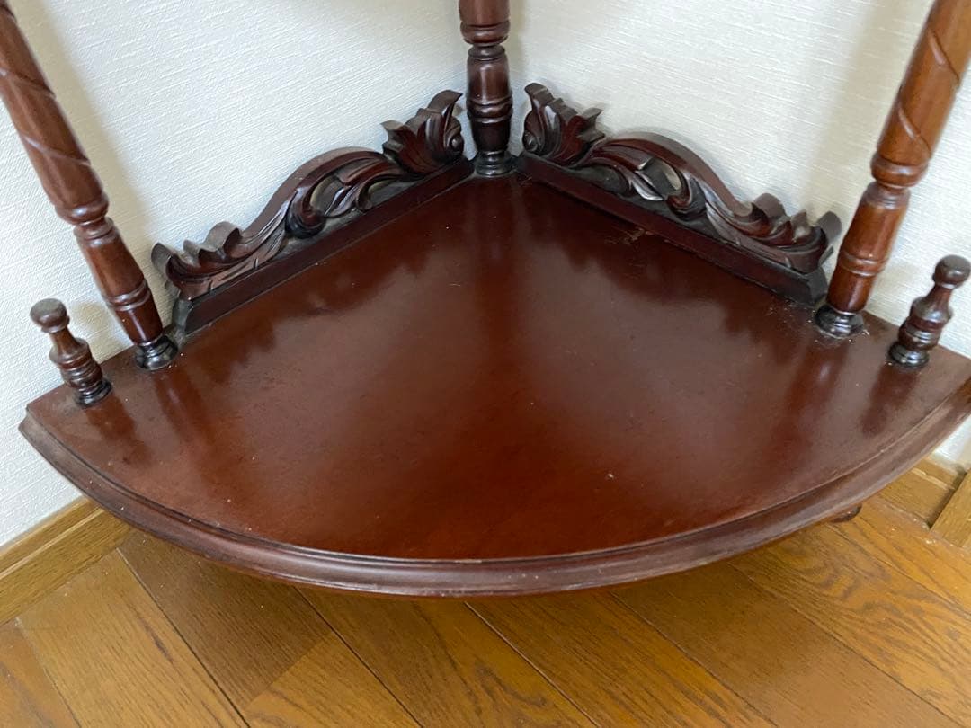 木製コーナーシェルフ 4段 ブラウン アンティーク ウッド コーナーラック