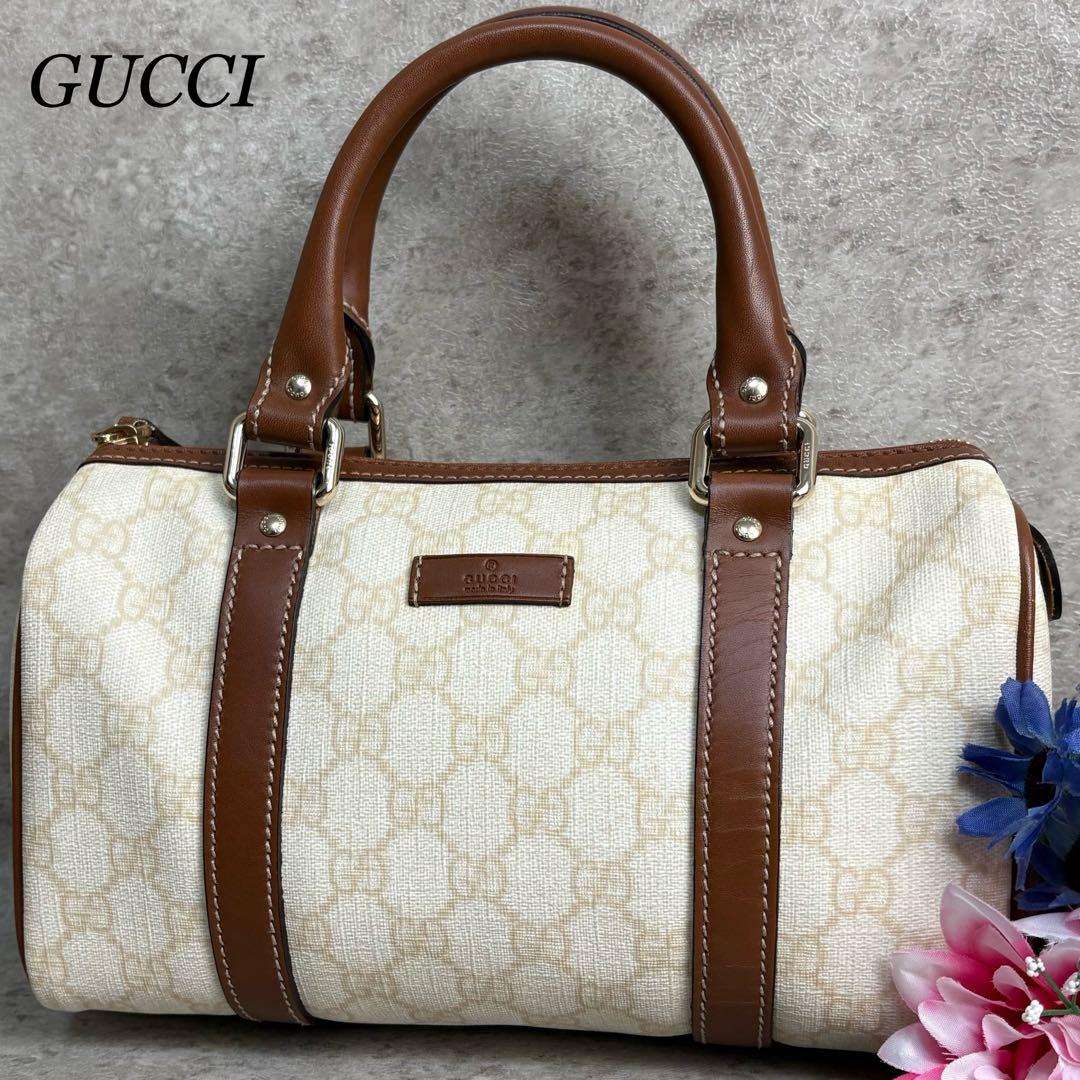 ✨廃盤品✨ グッチ ミニボストンバッグ GGスプリーム ホワイト 白色