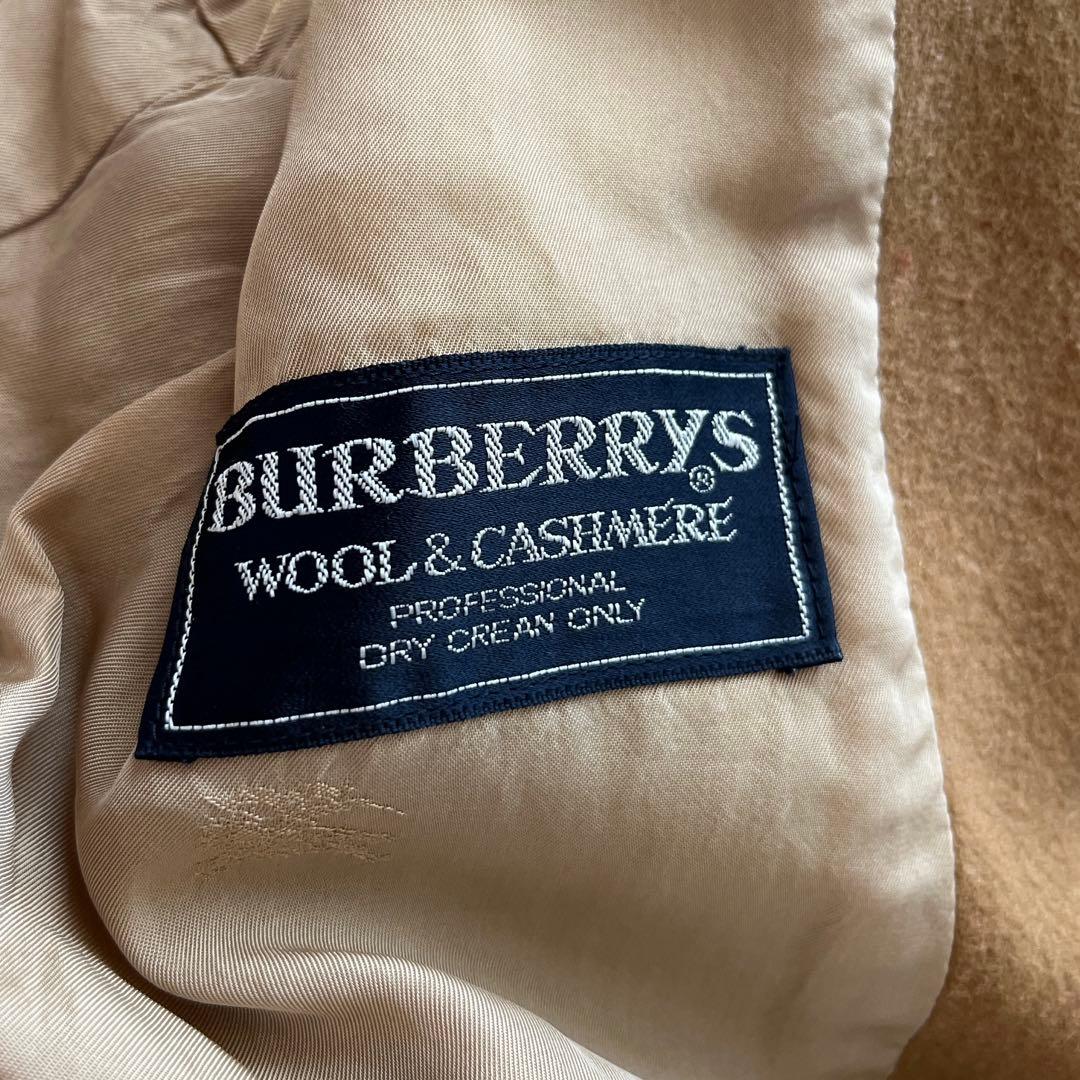 バーバリー　ステンカラーコート　ブラウン　カシミヤ　ウール　白タグ　ロングコート