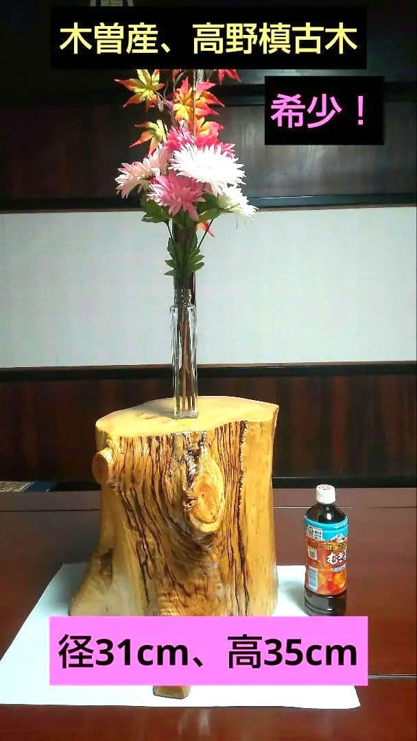 高野槙、飾り台、古木の輪切丸太
