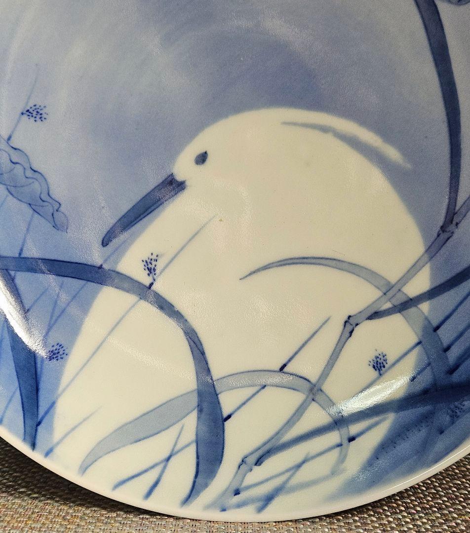 肥前官窯　香蘭社の前身　幕末明治期 米国里帰り品　年木庵製　鷺図　25.2cm皿