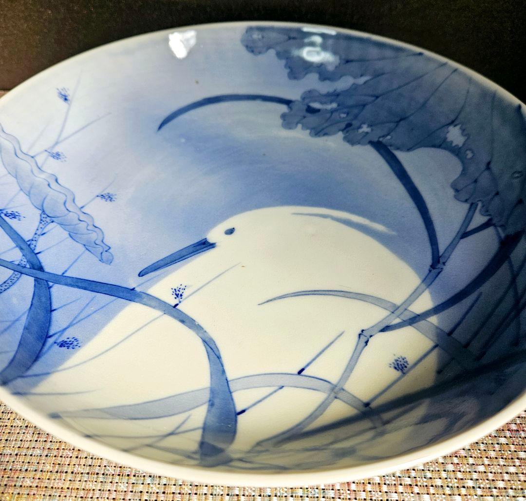 肥前官窯　香蘭社の前身　幕末明治期 米国里帰り品　年木庵製　鷺図　25.2cm皿