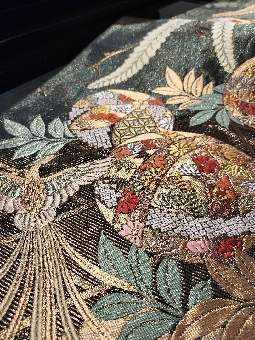 A942★逸品‼️全通帯‼️ひな祭り‼️袋帯正絹テーブルランナー2m14cm