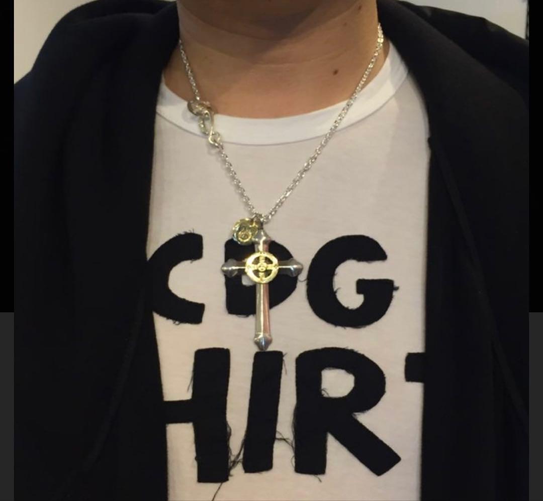 残1 印台メタル付 ホイール クロス ネックレス トップ チェーン ハンドメイド