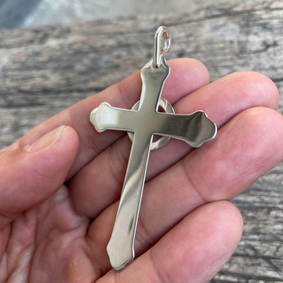 残1 印台メタル付 ホイール クロス ネックレス トップ チェーン ハンドメイド