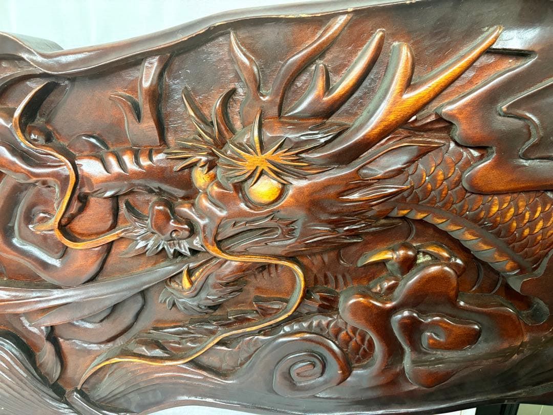 欄間　額　龍　厚彫　彫刻　アンティーク　骨董