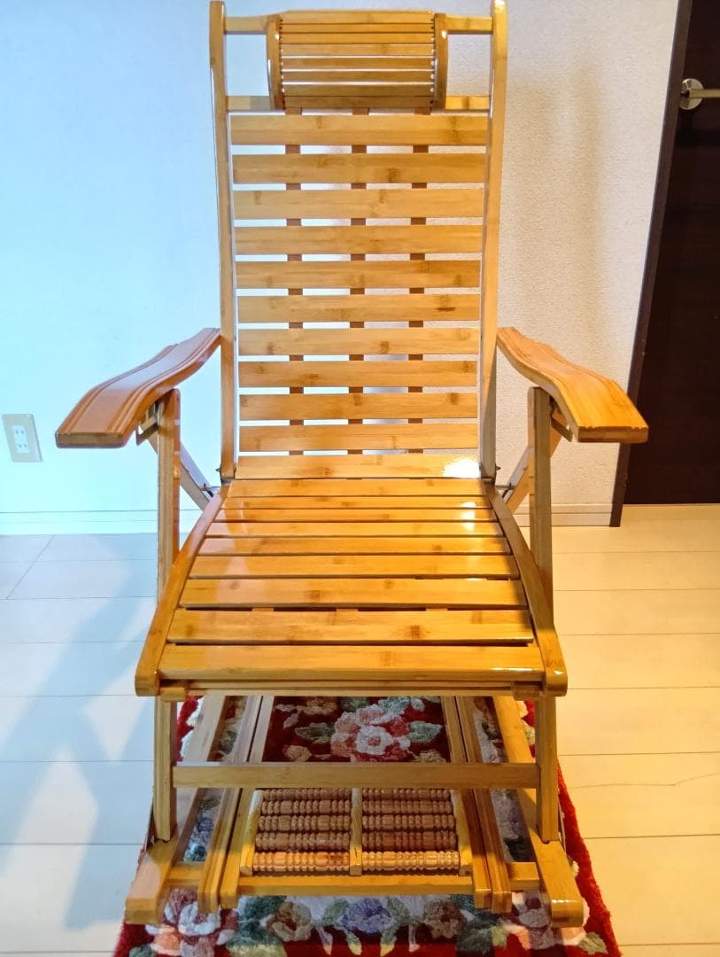 竹製 ロッキングチェア リクライニング 折りたたみ式 マッサージ底板付き