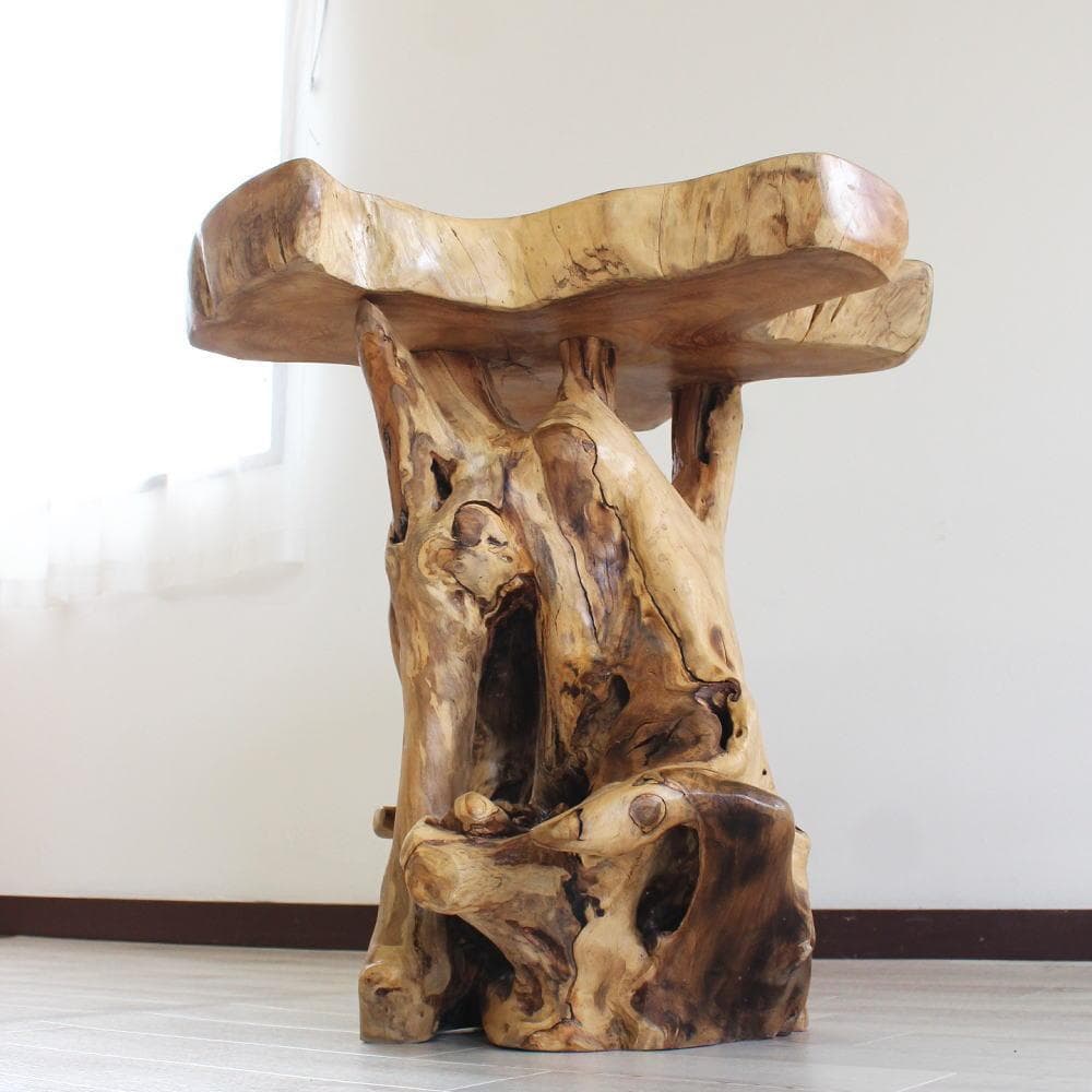 在庫処分 １点もの テーブル 木製 チーク材 天然木 切り株 カフェ 花台 A