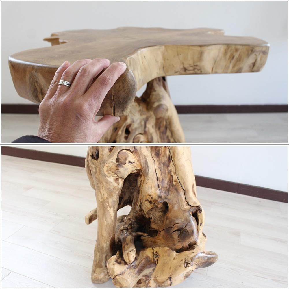 在庫処分 １点もの テーブル 木製 チーク材 天然木 切り株 カフェ 花台 A