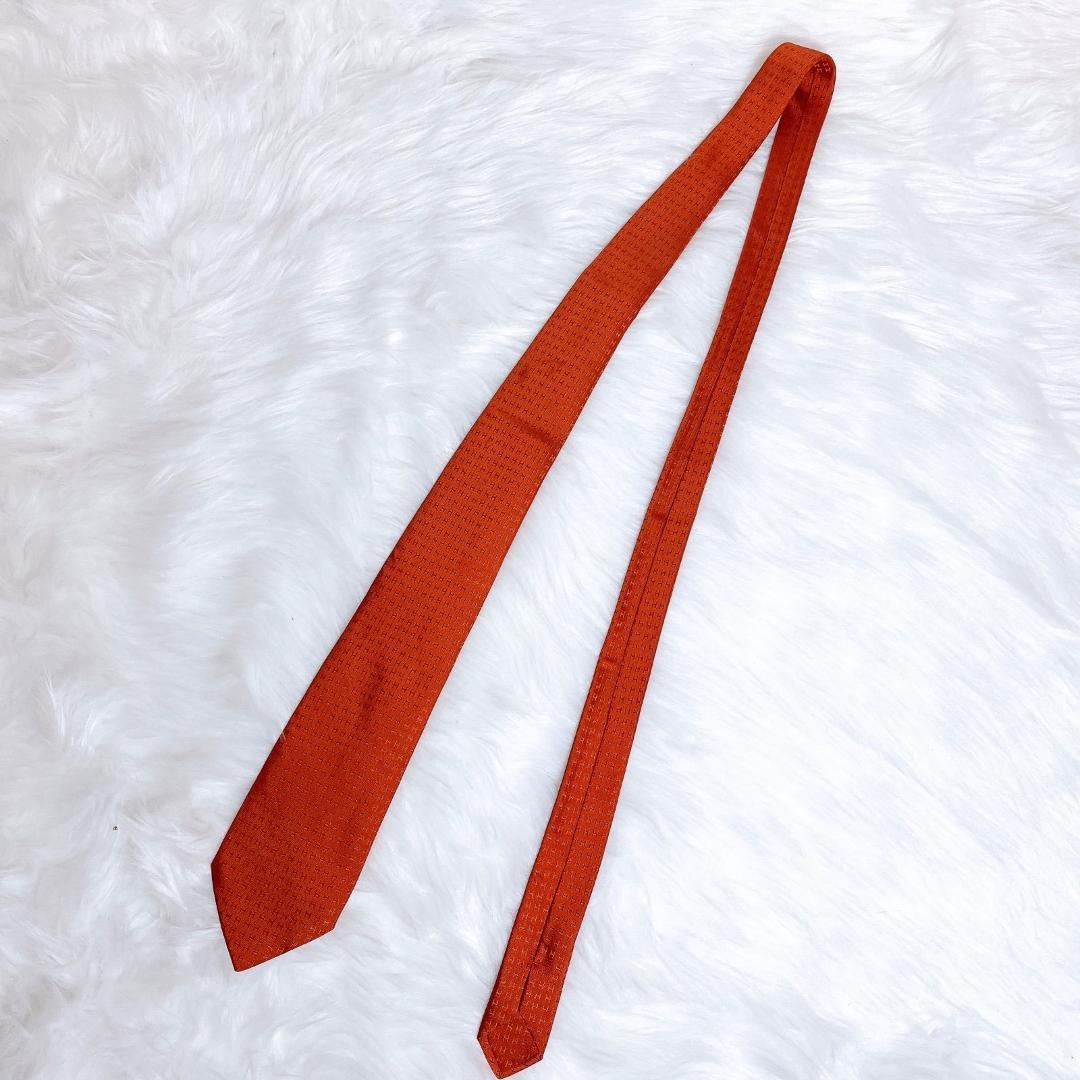 美品✨HERMES エルメス 最高級ネクタイ ファソネ H柄 エルメスオレンジ