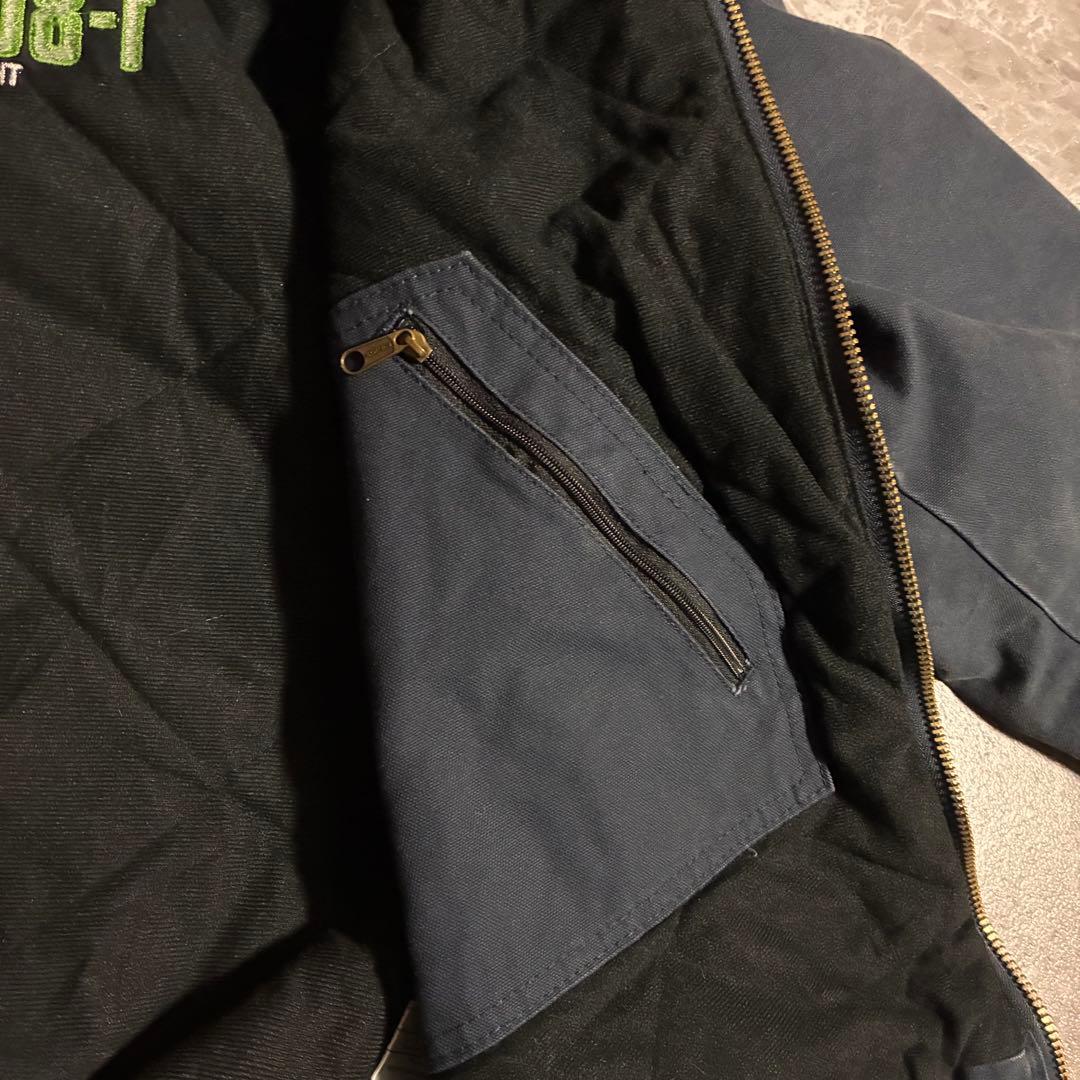 90s BERNE ダック地アクティブジャケット企業刺繍ロゴ ビック刺繍 短丈M