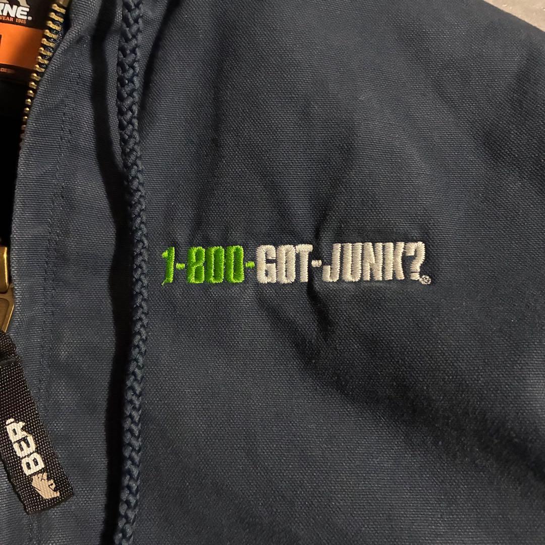 90s BERNE ダック地アクティブジャケット企業刺繍ロゴ ビック刺繍 短丈M