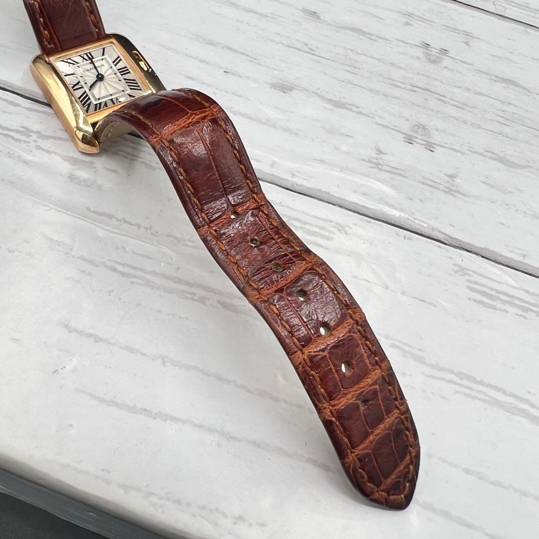 Cartier カルティエ タンクアングレーズSM K18 PG/革ベルト