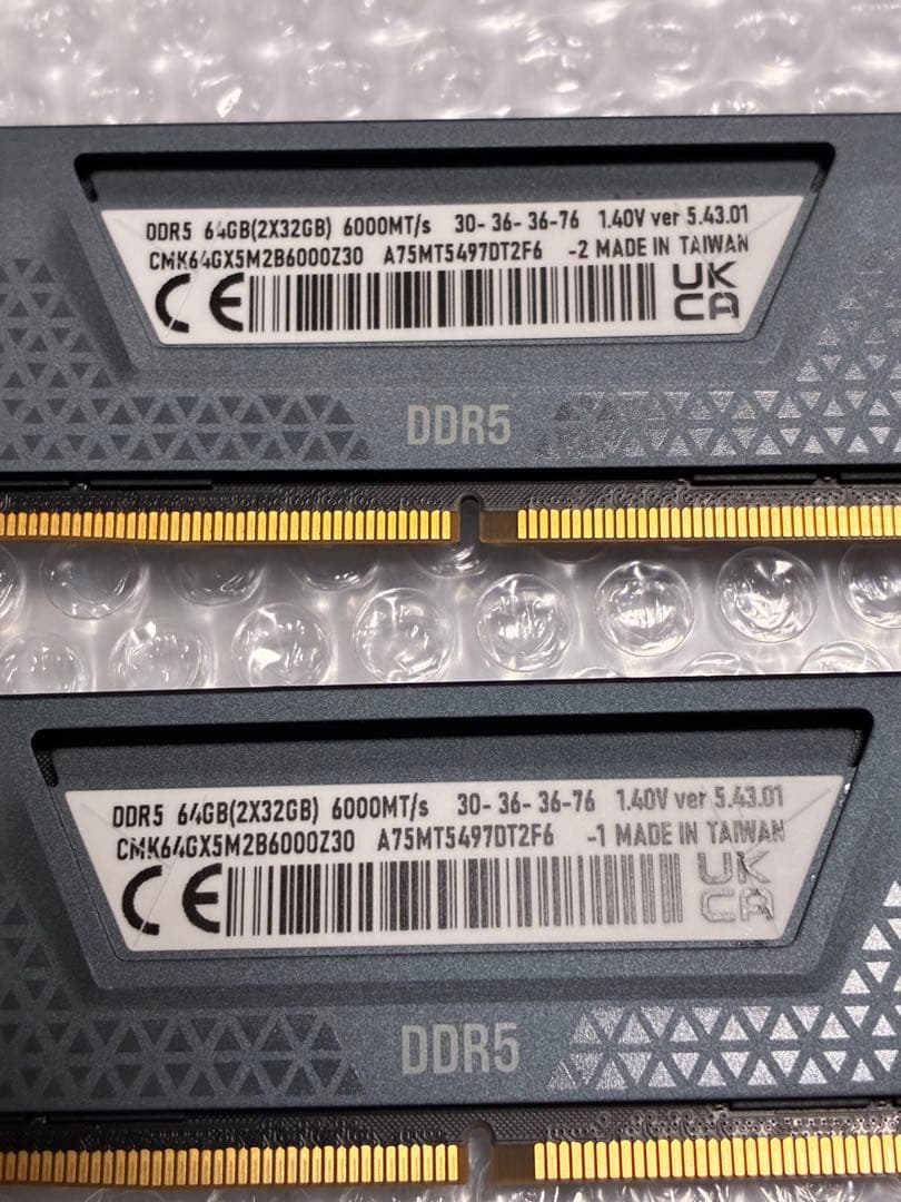 CORSAIR VENGEANCE DDR5 64GB 6000MHz片方訳あり