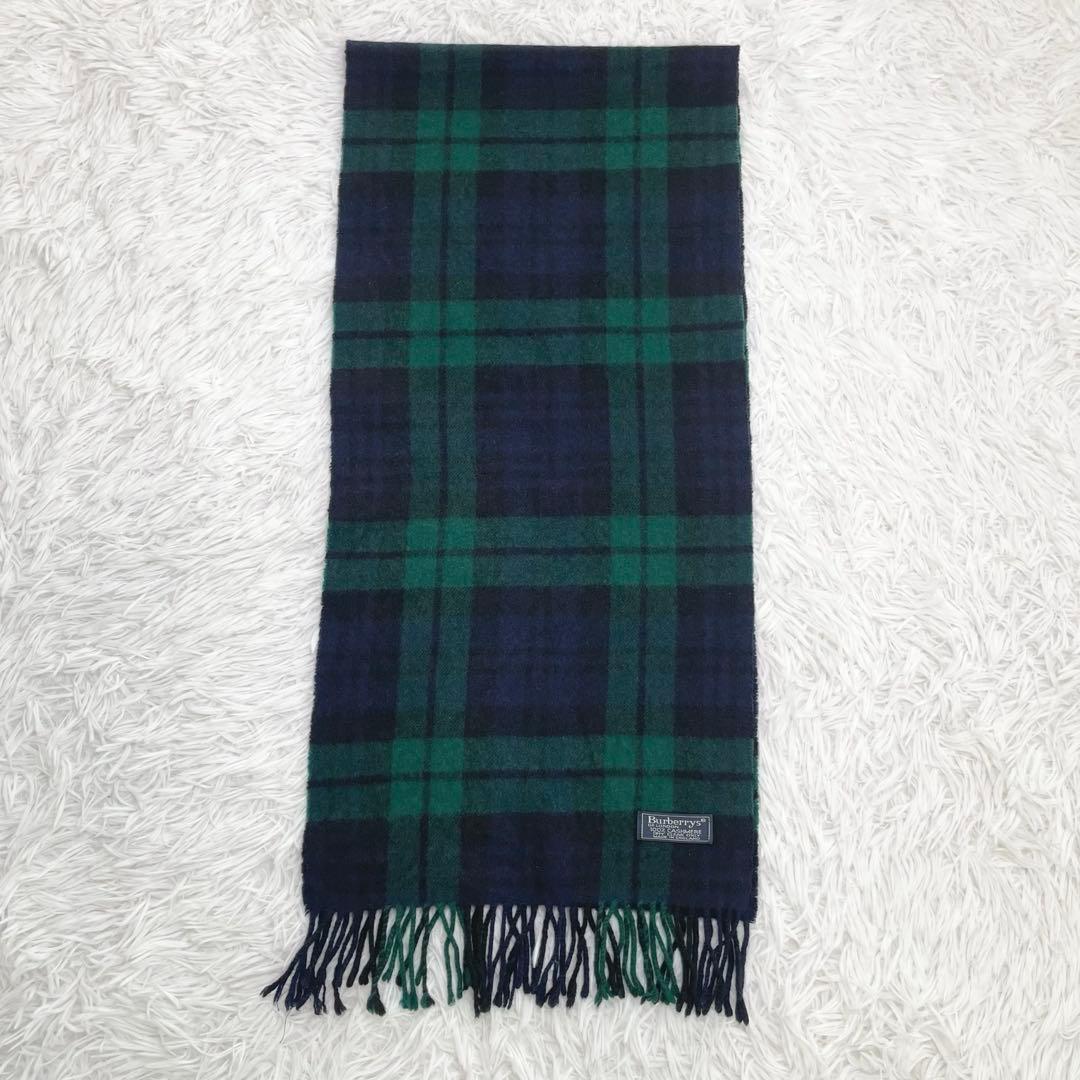 【美品】バーバリーロンドン　マフラー・ブラックウォッチ・カシミヤ