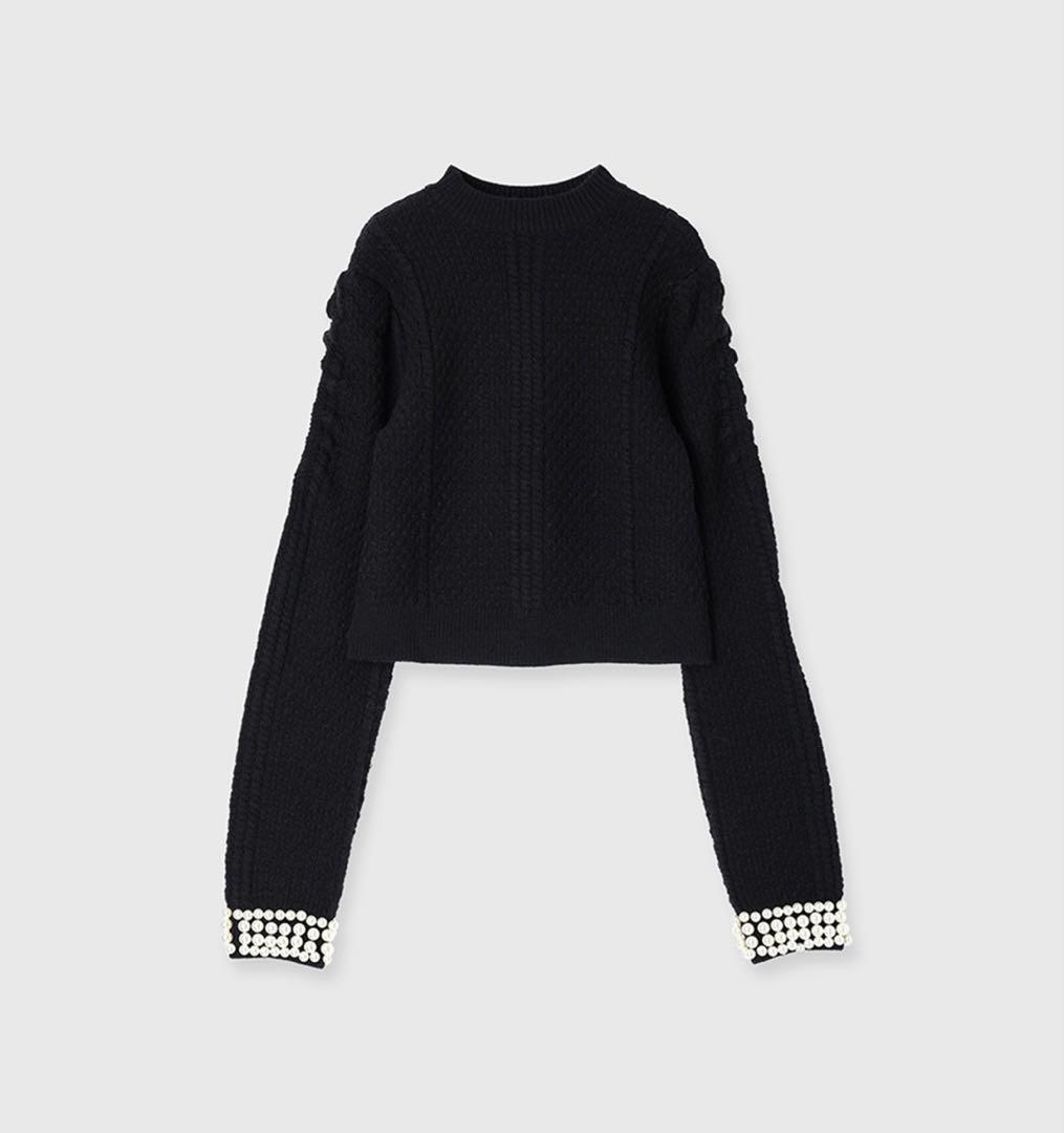 新品未使用　パールニットトップス　anuans ブラック　パール