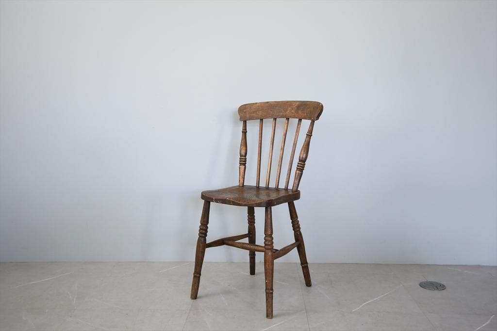 英国アンティーク木製キッチンチェア/ダイニングイス/椅子/飾り棚(89-12-2