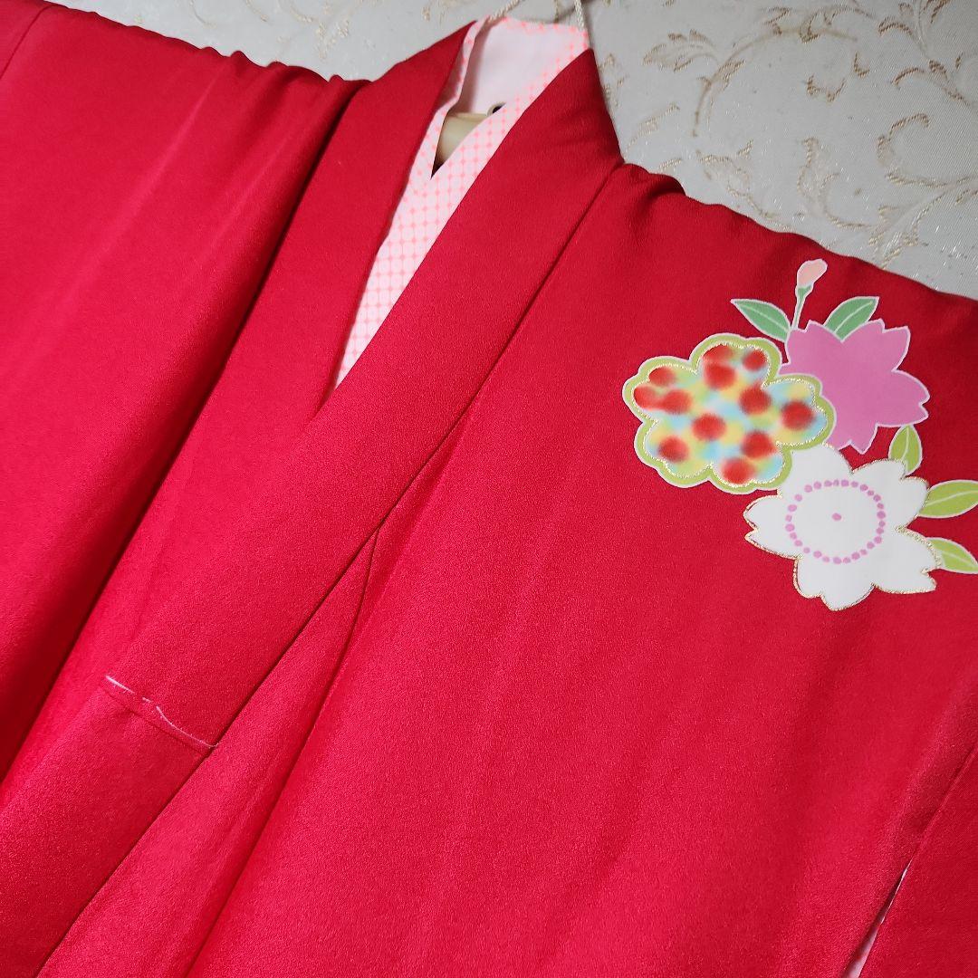 #6-052 七五三 7歳 正絹 四つ身 絵羽 着物 襦袢付き