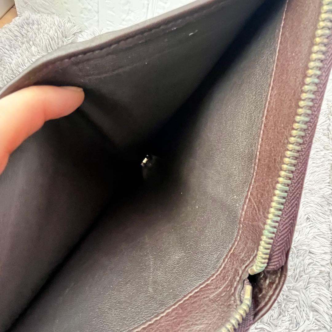 GUCCI✨大きめ長財布　オーガナイザー　ラウンドファスナー　シマ　ブラウン