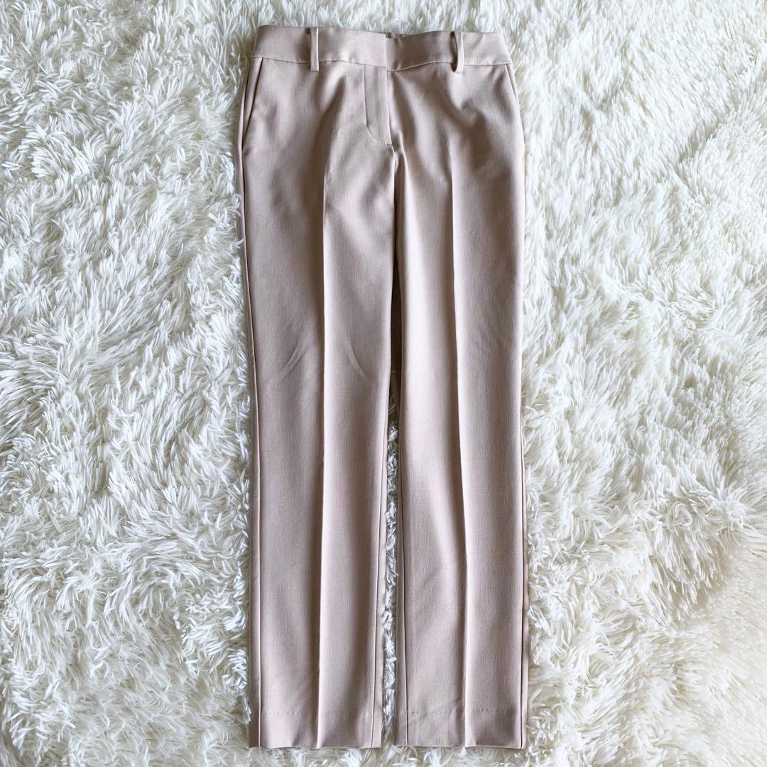プラステ セットアップ ノーカラー ベージュ パンツ ストレッチ　S