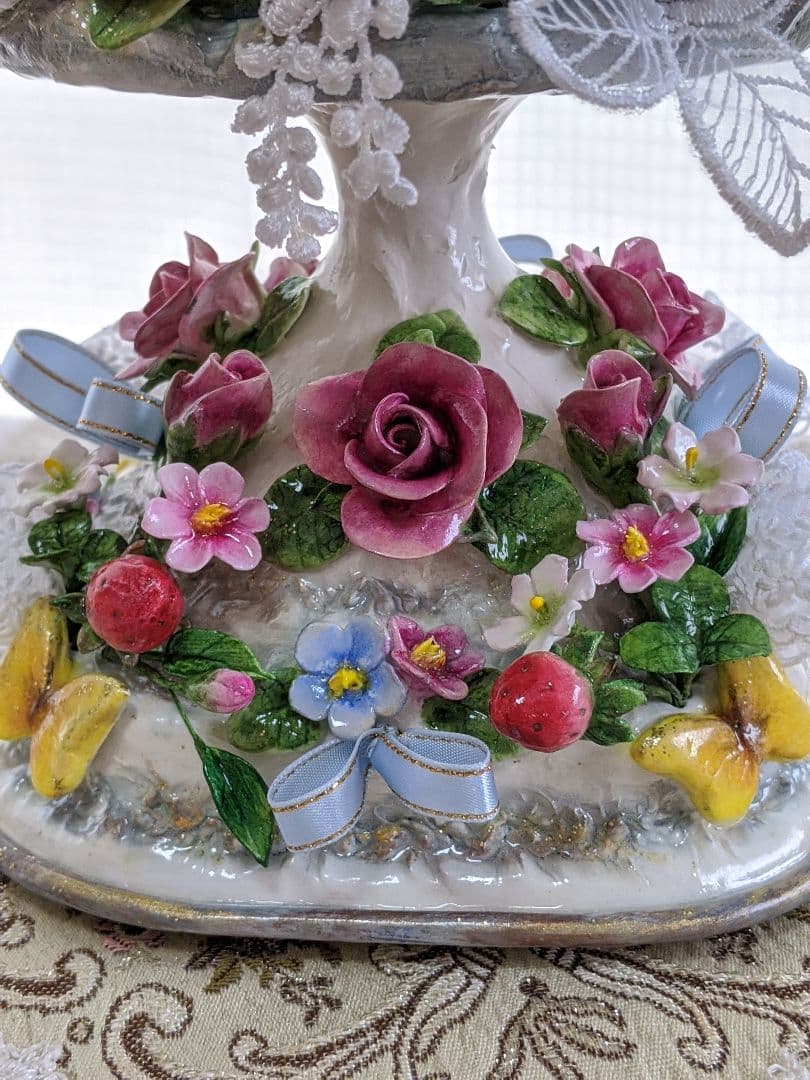 クレイフラワー♡薔薇のアレンジメント♡ロココ調♡ハンドメイド