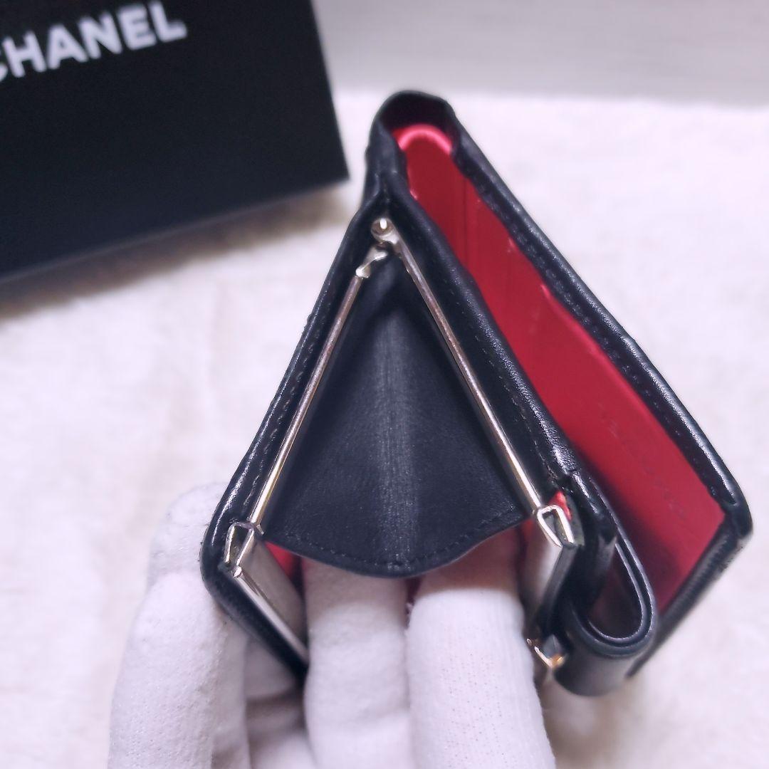 シャネル✨折り財布 ミニ ガマ口 カンボンライン ココマーク ホワイト