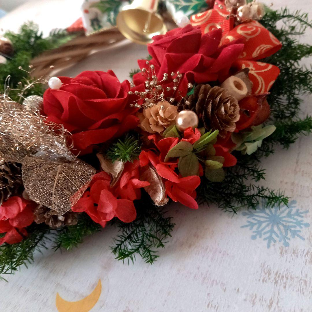 わりと大きめ⸜❤︎⸝‍真っ赤なバラのキラキラクリスマスリース★。.* 2022