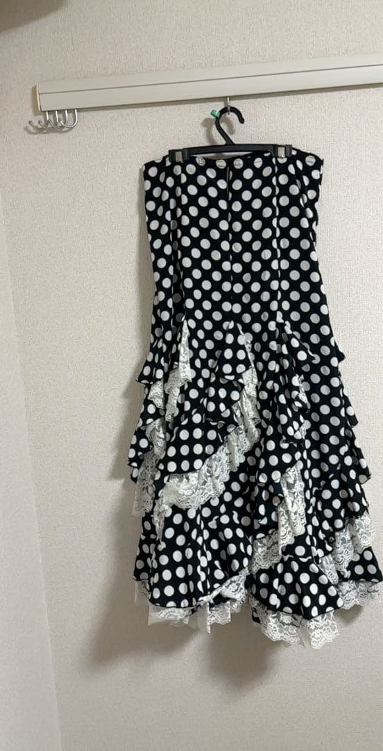 フラメンコ スカート ポルカドット レース付き