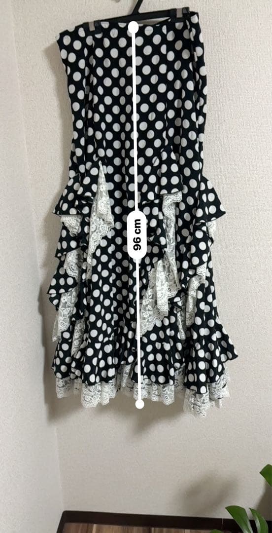 フラメンコ スカート ポルカドット レース付き