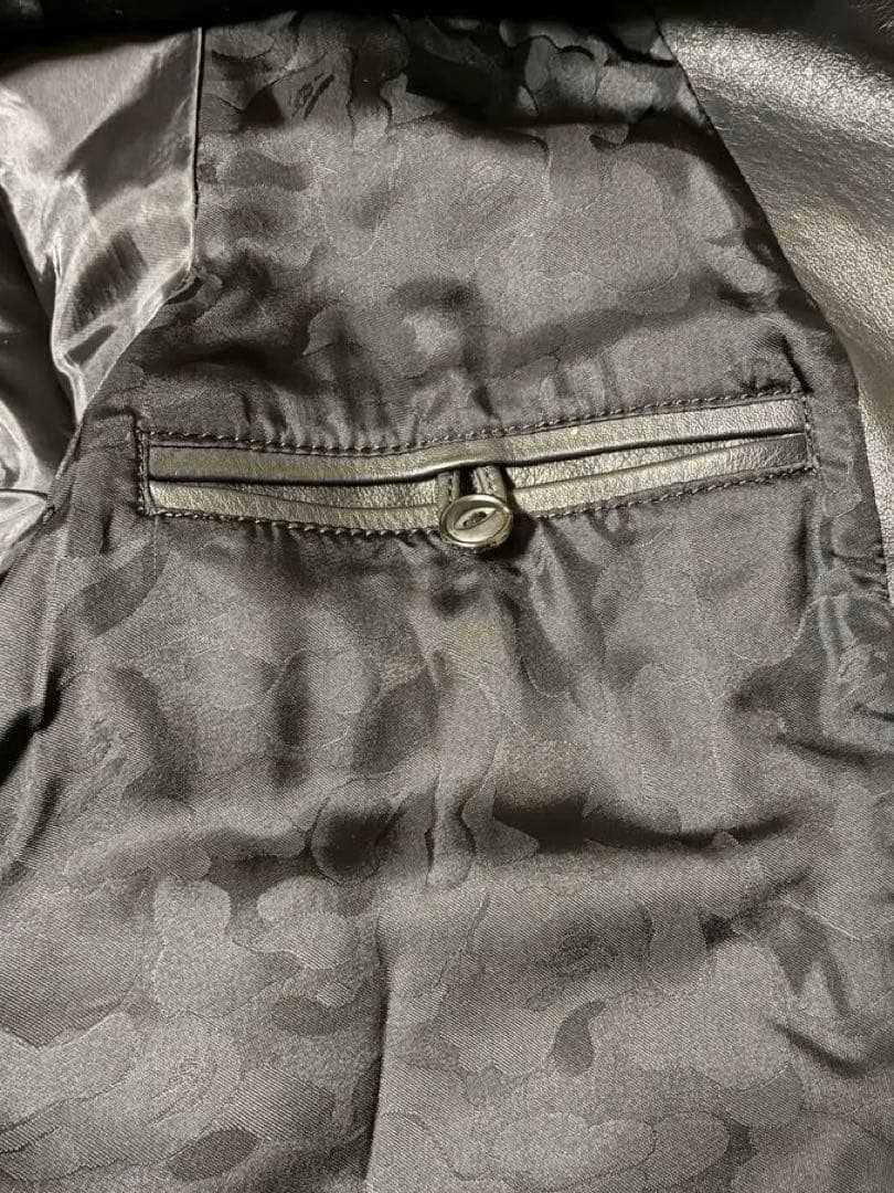 青山限定 A BATHING APE　レザー シャークパーカー M エイプ