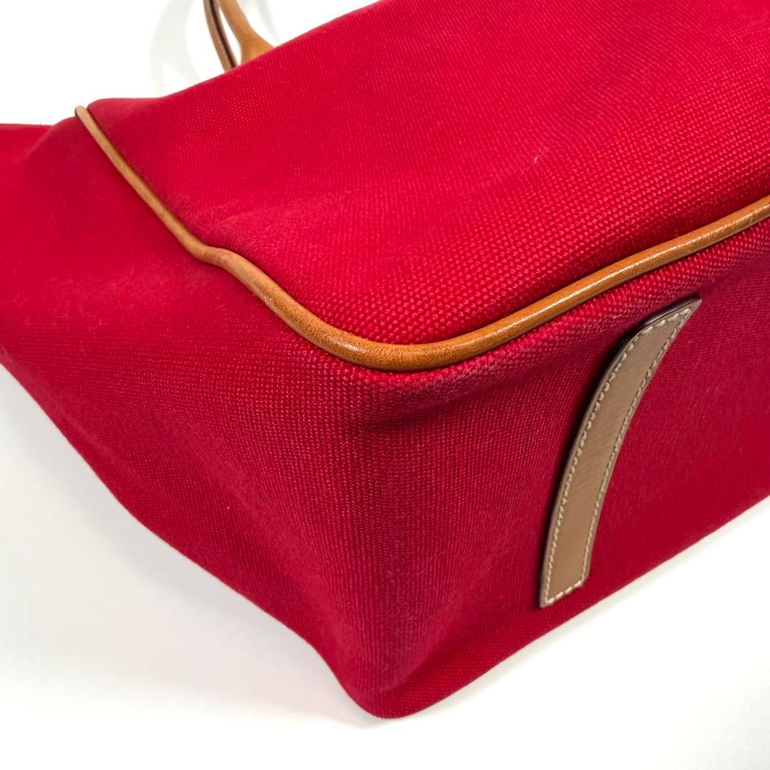 【極美品】【希少】ラルフローレン　トートバッグ　キャンバス　ビッグポニー　レッド