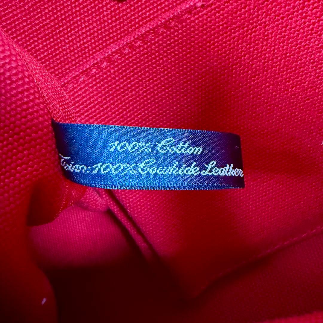 【極美品】【希少】ラルフローレン　トートバッグ　キャンバス　ビッグポニー　レッド